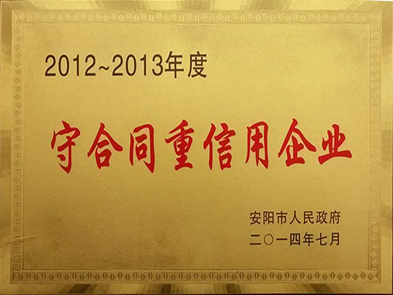 2012-2013年度守合同重信用企業(yè)